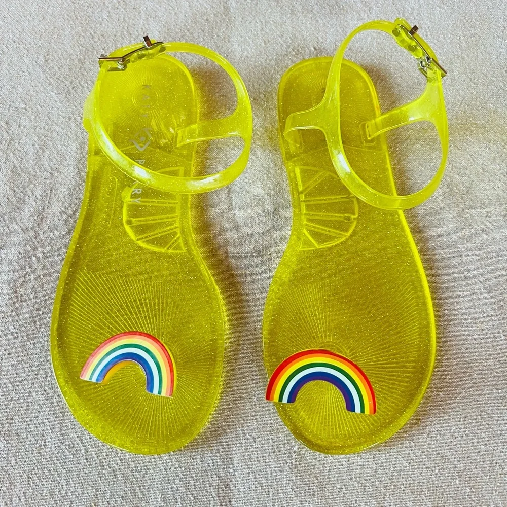 Katy Perry Collections Yellow Jelly Toe-Ring Sandal with Rainbow Detail - Picture 2 of 11